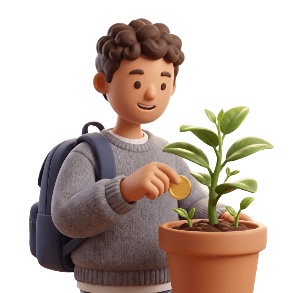 University student investing illustration