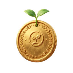 gold coin with a green seedling sprouting from it, representing genuine profitable growth versus hollow revenue