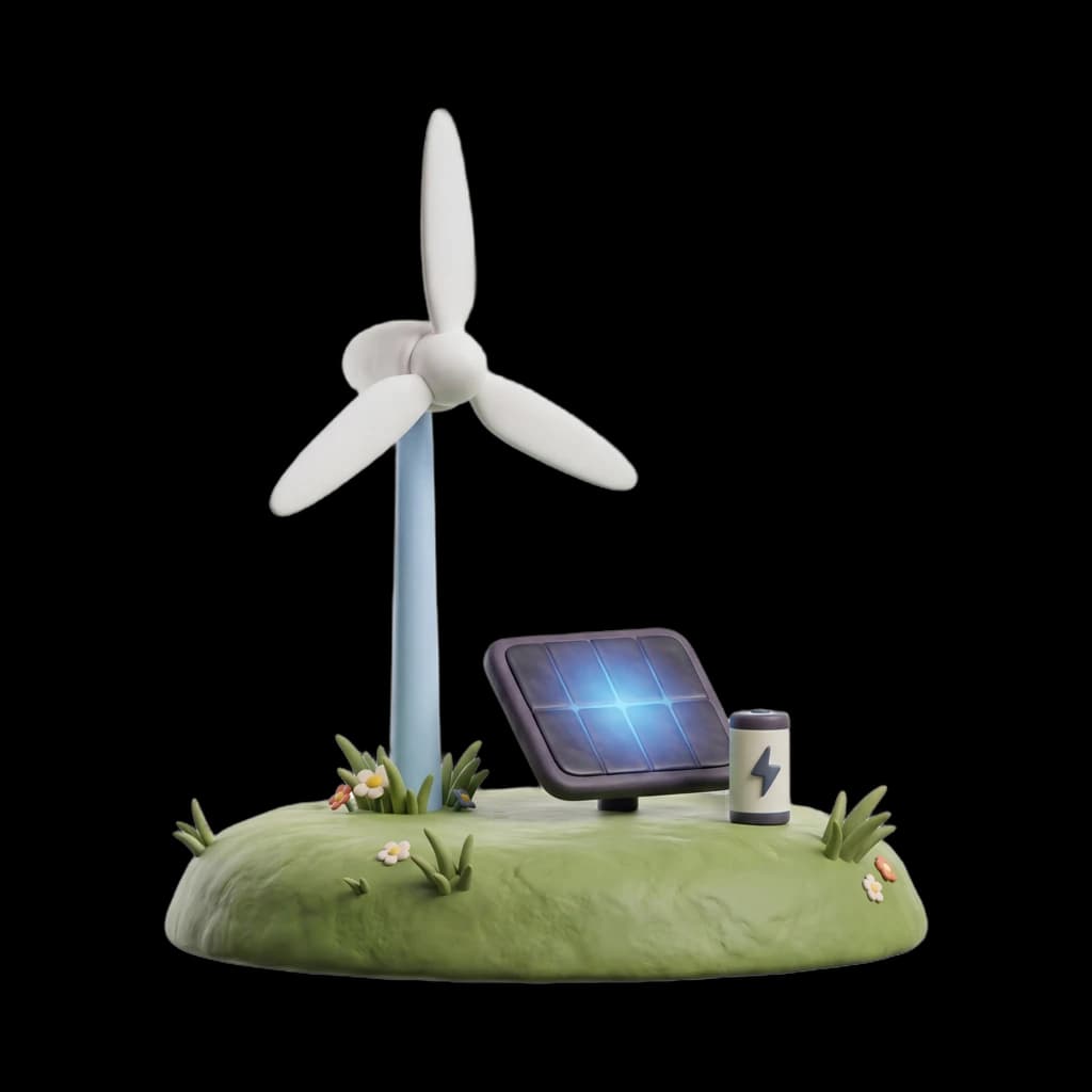 stylised character representing renewable energy investments in an ETF