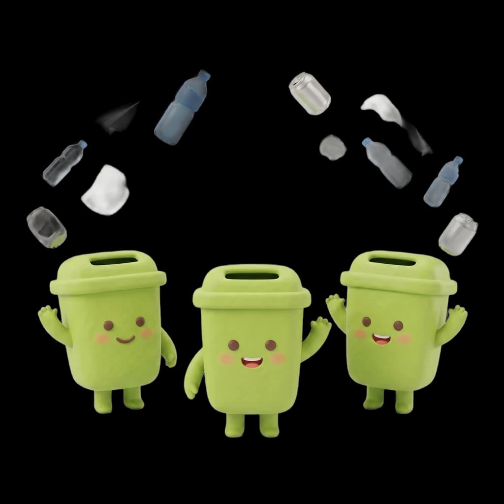 recycling character representing circular economy and waste reduction