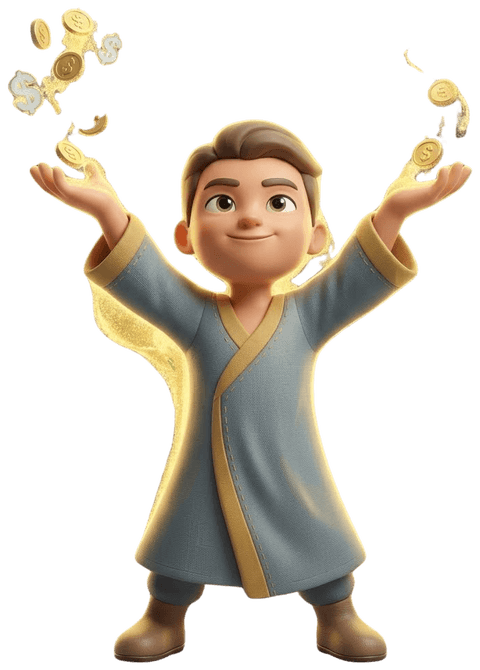 young investor juggling gold coins while learning how to value companies using the P/E ratio