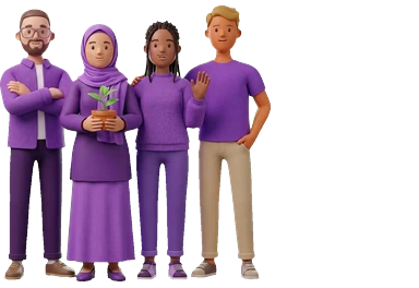 four people standing together