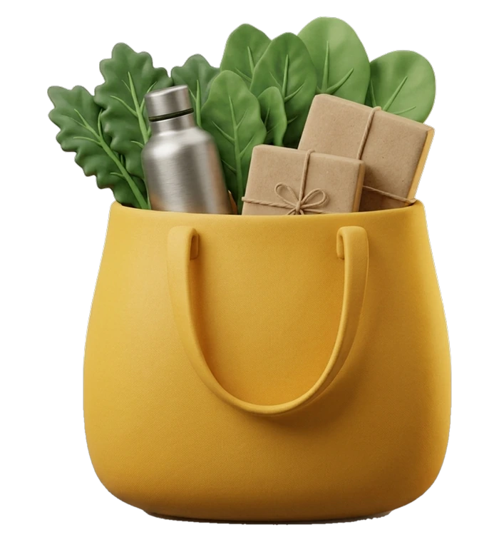 a yellow tote bag full of fresh groceries