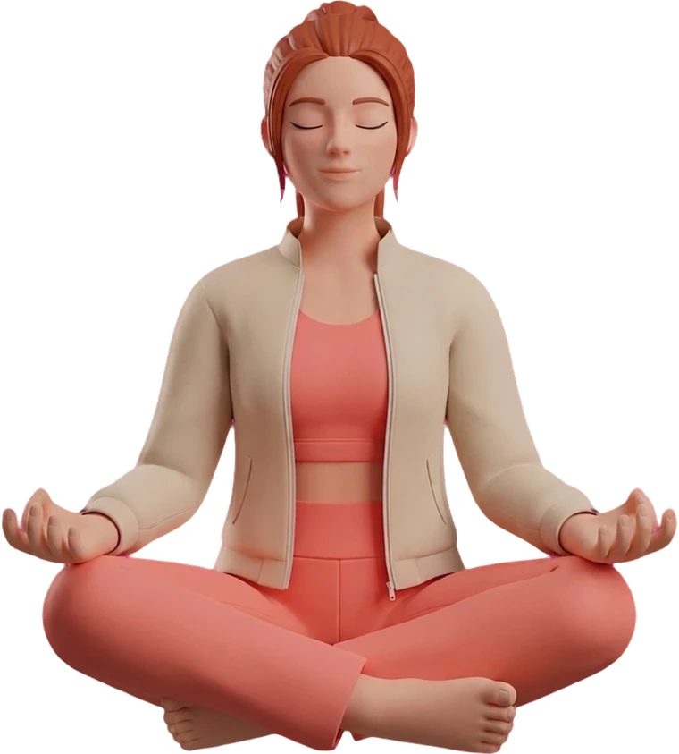 a woman meditating cross-legged
