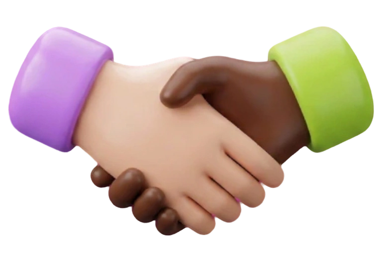 two hands shaking, one light-skinned and one deep brown
