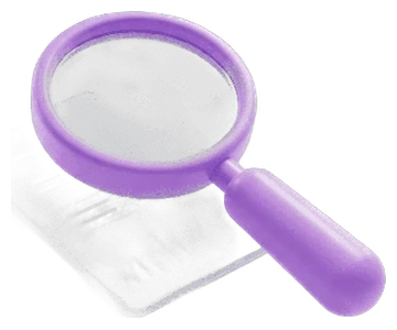 a magnifying glass over a list