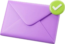 an envelope with a green tick