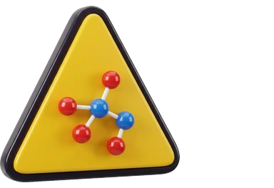 a warning triangle with a molecule