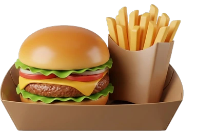 a burger and fries