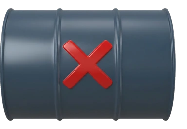 an oil barrel with a red cross