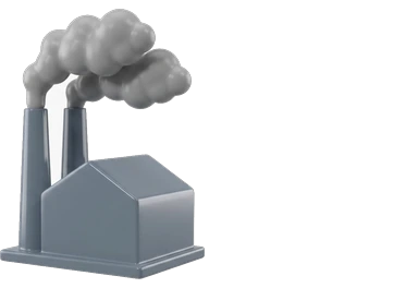 a factory with smoking chimneys