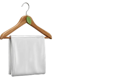 a folded shirt on a hanger
