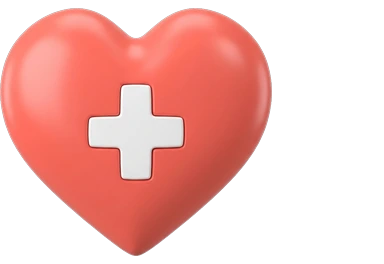 a red heart with a white medical cross