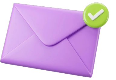 an envelope with a green tick